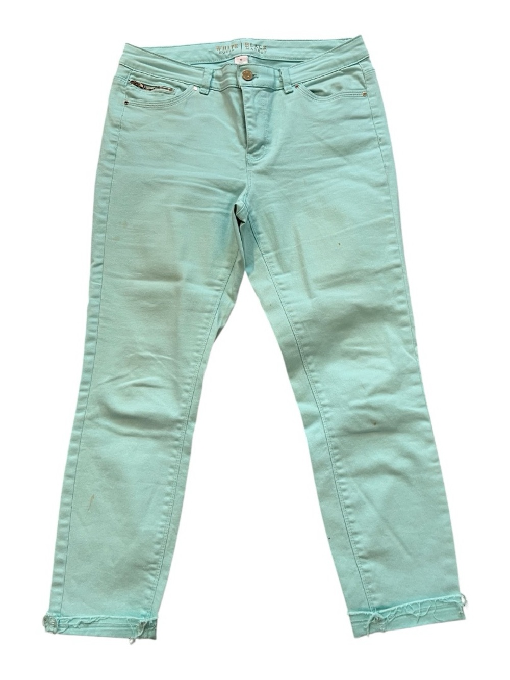 White House Black Market Mint Green Cropped Skinny Jeans Size 10